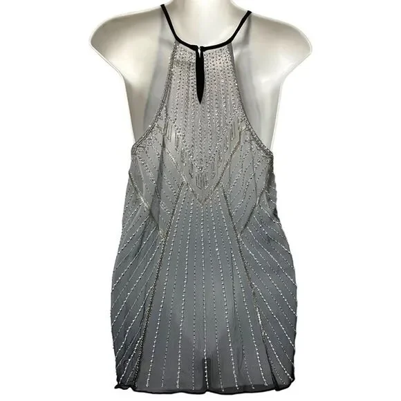 PARKER Sequined Beaded Halter Blouse M - Picture 6 of 8